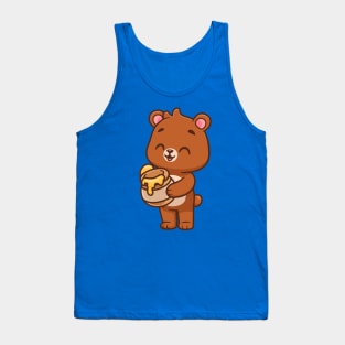 Cute Bear Holding Honey Cartoon Tank Top